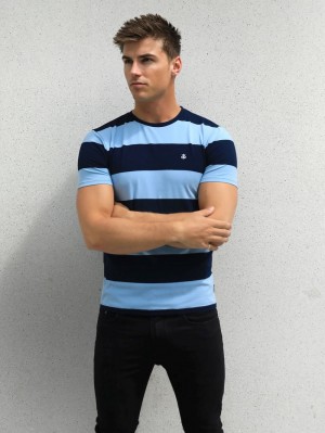 Blakely Alassio Stripe T-Shirt Marinblå | 9431675-CD