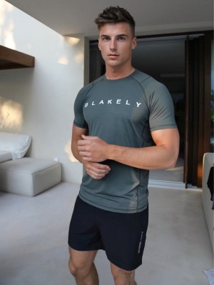 Blakely Alert Gym T-Shirt Khaki Gröna | 4015289-TA