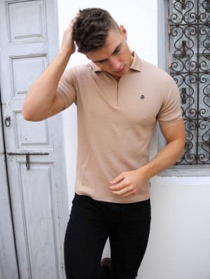 Blakely Amot Textured Polo Shirt Ljusbruna | 7819563-UL