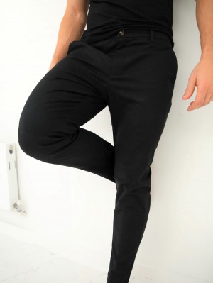 Blakely Cavill Slim Fit Tailored Chinos Svarta | 6031874-WL