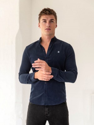 Blakely Cord Shirt Marinblå | 0841567-FV