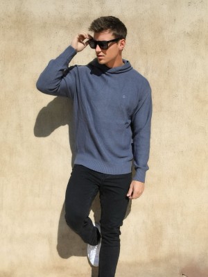 Blakely Huxley Knitted Hoodie Blå | 1052734-YQ