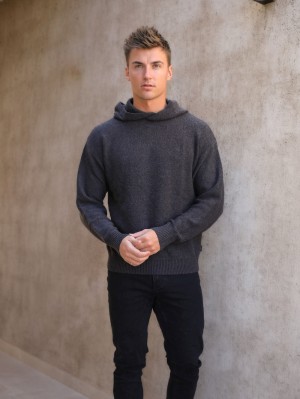 Blakely Huxley Knitted Hoodie Charcoal | 2648197-BM