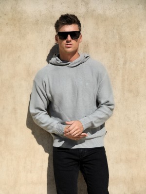 Blakely Huxley Knitted Hoodie Pale Concrete | 6352084-DO