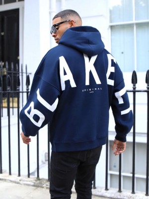 Blakely Idris Oversized Hoodie Marinblå Blå | 0498752-LB
