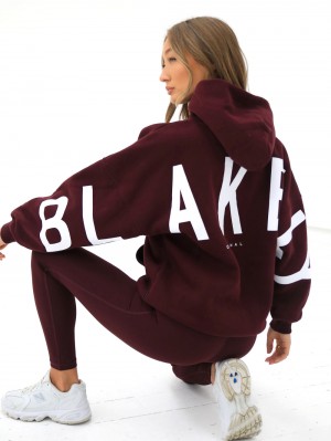 Blakely Isabel Oversized Hoodie Vinröda | 7349208-LY