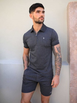 Blakely Midar Check Polo Shirt Mörkgrå | 6534129-ZJ