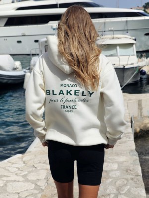 Blakely Monaco Women's Relaxed Hoodie Ivory | 3527986-WF