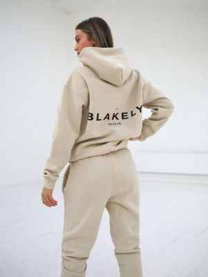 Blakely Noir II Women's Relaxed Hoodie Beige | 3298765-MU