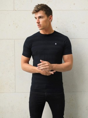 Blakely Raphello Stripe T-Shirt Svarta | 3972401-PZ