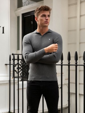 Blakely Salisbury Ribbed Polo Charcoal | 7143526-OP