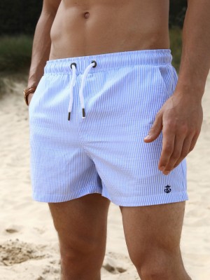 Blakely Striped Swim Shorts Ljusblå | 5072493-RI