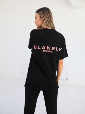 Blakely Womens Members Relaxed T-Shirt Svarta Rosa | 7128549-AW